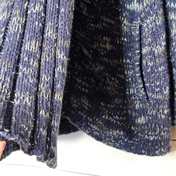 Anthropologie Yellow Bird Blue Draped Wrap Sunday Sweater - Picture 6 of 12